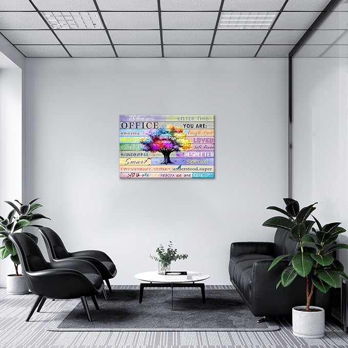 Inspirational Wall Art for Office Team Rules Signs, Framed Prints - Motivation, Positive Quotes - 16x12 Colors