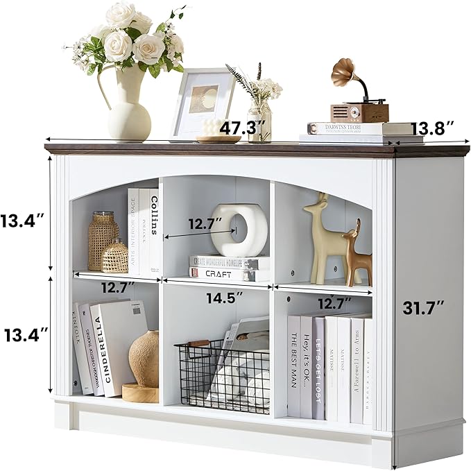 LIDYUK White Bookshelf, 6-Cube Bookcase and Kids Bookshelf, Wooden Storage Cabinet with Cube Organizer, Modern Book Shelf Furniture, Living Room, Office Storage, Toy Organizer, Display Cabinet