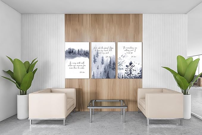 3 Piece Canvas Wall Art, Motivational Quotes Blue Forest Canvas Print Pictures Wall Decor, Men Women Inspirational Framed Artwork Home Office Decor 20"x30" x 3 Pcs