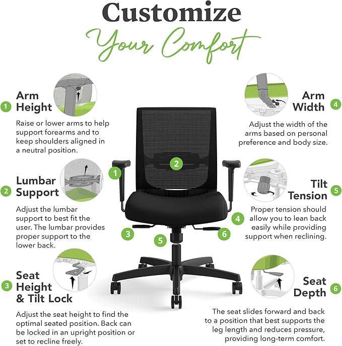 HON HONCMS1AUR10 Convergence Task Chair, Black, UR10