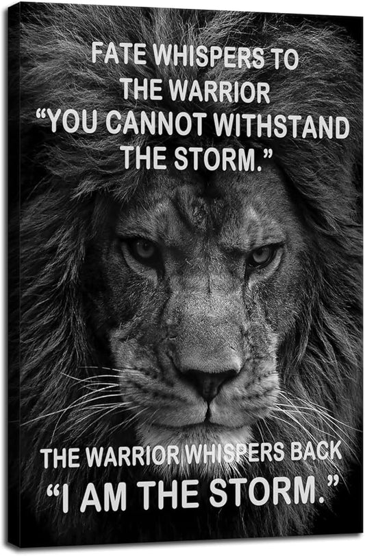 Motivational Canvas Wall Art Inspirational Entrepreneur Positive Quotes Office Lion Poster Success Canvas Picture Print Artwork Home Living Room Office Gym Wall Decor Ready to Hang[24''W x 36''H]