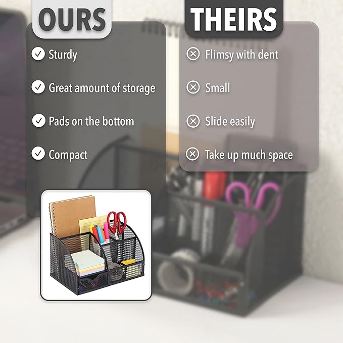 Mr. Pen- Mesh Desk Organizer, Black, Pen Holders Organizers, Desk Pencil Organizer, Pen Holder, Pencil Holder