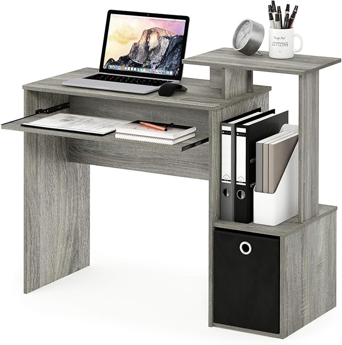 Furinno Econ Multipurpose Home Office Computer Writing Desk, French Oak Grey