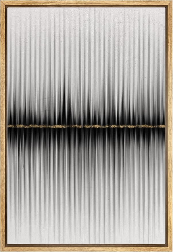 SIGNWIN Framed Canvas Print Wall Art Lines on The Gold Horizon Abstract Wilderness Illustrations Modern Art Modern Scenic Relax/Calm Ultra for Living Room, Bedroom, Office - 24"x36" Natural