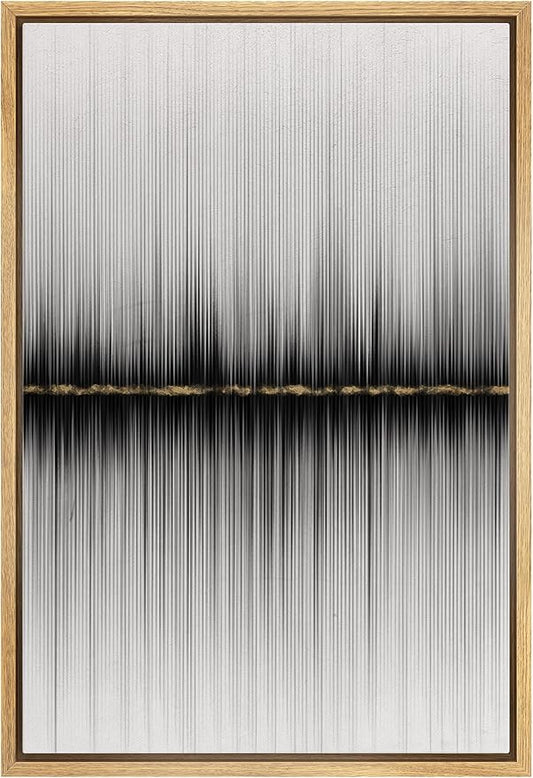 SIGNWIN Framed Canvas Print Wall Art Lines on The Gold Horizon Abstract Wilderness Illustrations Modern Art Modern Scenic Relax/Calm Ultra for Living Room, Bedroom, Office - 24"x36" Natural