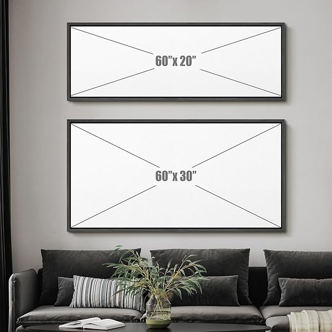 SIGNFORD Large Framed Canvas Green and Neutral Landscape Illustrations Modern Art Calm Warm for Living Room, Bedroom, Office - 60"x20"