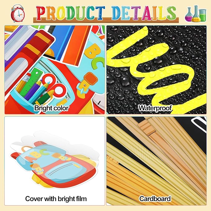Qilery Bookshelf Bulletin Board Set, Amazing Things Happen Here Colorful Chalkboard Cutouts, Growth Mindset Inspirational Classroom Decor Posters, Back to School Elementary Teacher Supplies