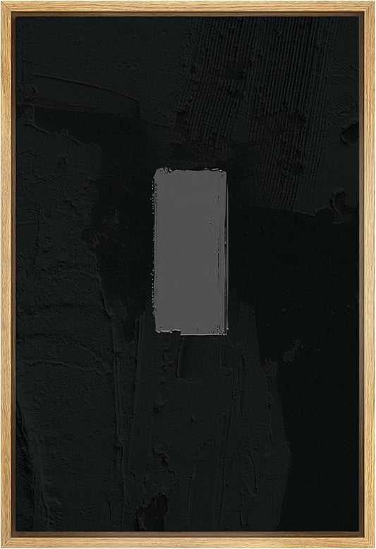 SIGNWIN Framed Canvas Print Wall Art Black Geometric Color Field Gray Square Abstract Shapes Illustrations Minimalism Contemporary Nordic Decorative for Living Room, Bedroom, Office - 16"x24" Natural