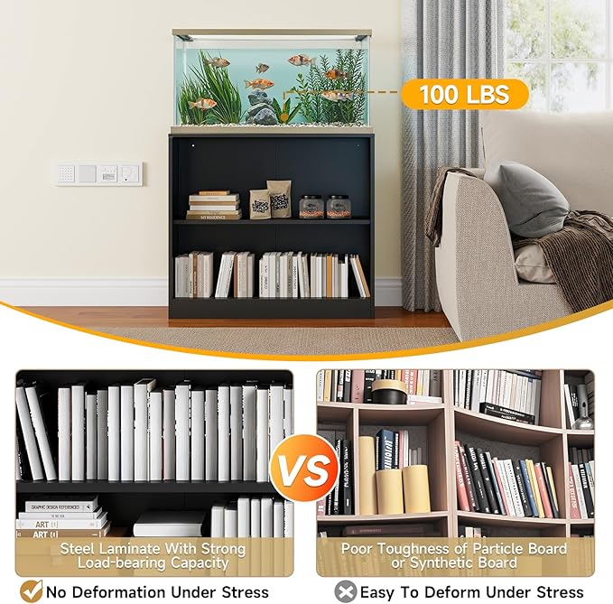 IRONMIX Metal Bookshelf, 2-Tier Black Bookshelf with Adjustable Shelves, Office Shelves, Open Small Bookshelf for Small Places, 39.3" Wide Cabint Display Case for Home Office, Library, Living Room