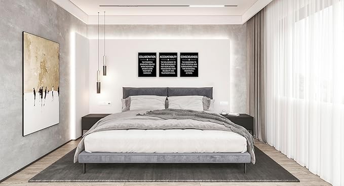 Motivational Quotes Accountability Inspirational Painting Wall Art 3 Pieces Canvas Print Collaboration Inspiring Office Decor Poster Framed Living Room Wall Decor Ready to Hang [36" W X 16" H]