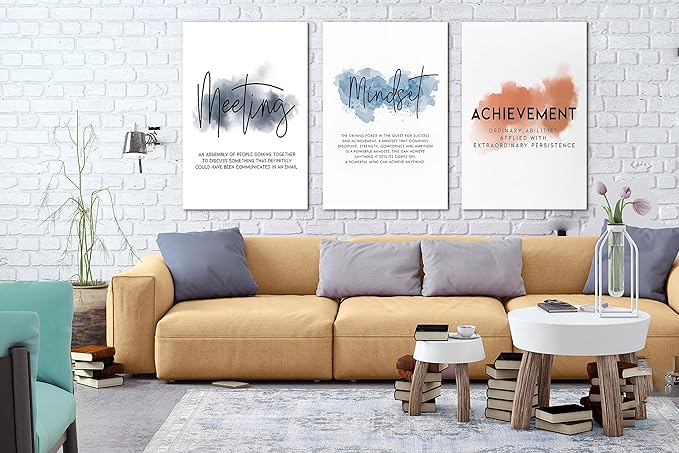 3 Piece Motivational Office Canvas Wall Art - Modern Quotes Framed Artwork for Women Inspirational Home Office Decor - Ready to Hang, 24"x36" x 3 Pcs