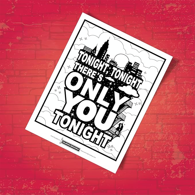 Coloring Broadway - West Side Story Inspired Coloring Pages (Set of 4), Tonight, Tonight Musical Merchandise, Printed on Matte Card Stock (8 1/2” x 11”), Ideal Gift for a Broadway Theater Lover