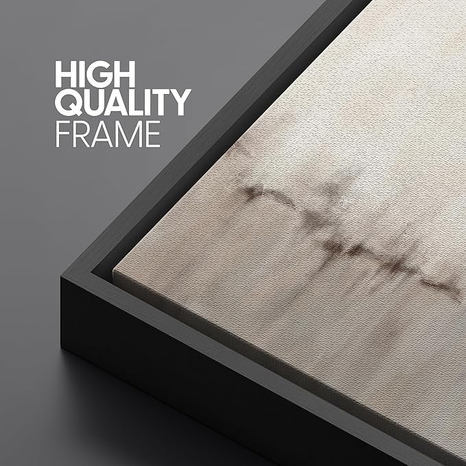 SIGNFORD Large Framed Canvas Minimalist Neutral Soundwave Abstract Illustrations Modern Art Calm Warm for Living Room, Bedroom, Office - 60"x20"