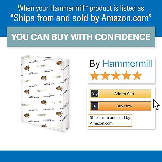 Hammermill Colored Paper, 20 lb Tan Printer Paper, 8.5 x 11-10 Ream (5,000 Sheets) - Made in the USA, Pastel Paper, 102863C
