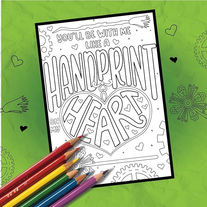 WICKED | “Like a Handprint on My Heart” Collection | 4 Individual COLORING POSTCARDS by Coloring Broadway | Hand-drawn illustrations - Printed on matte card stock (5 x 7) - Set of 4, black