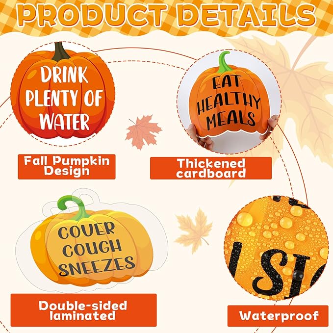 Fall Pumpkin Healthy Bulletin Board Decorations Autumn Pumpkin Health Theme Paper Cutouts Fall Healthy Habits Bulletin Board Border Set for School Chalkboard Wall Decor Supplies