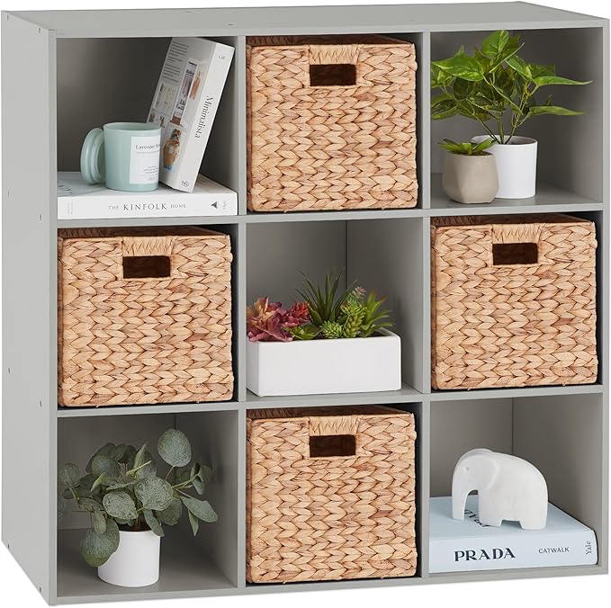 Best Choice Products Kids Bookcase 9-Cube Storage Organizer, 11in Shelf Opening, Bookshelf, Toy Storage, Customizable w/ 3 Removable Back Panels – Gray