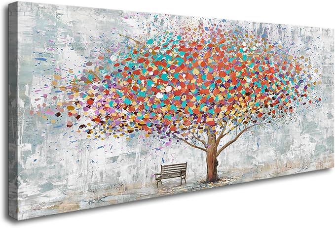 DZL Art H71150 Tree Wall Art Canvas Prints Paintings Abstract Colorful Tree Painting Landscape Modern Artwork for Living Room Bedroom Office Home Wall Decoration Decor