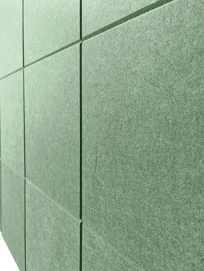 Bulletin Board Alternative - 6 Pack Felt Wall Tiles with Safe Removable Adhesive Tabs - Home Office wall décor - Forest Green