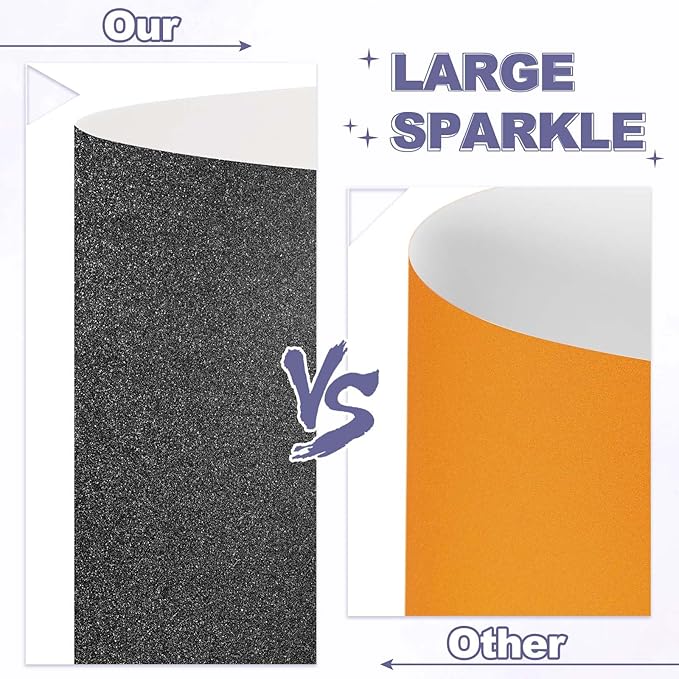 PATIKIL 40Sheets Black Glitter Cardstock, 8.3x11.7 in A4 Glitter Paper Card Stock Shiny Scrapbook 250gsm Sparkly Paper Large Shimmer for Crafts Scrapbook DIY Art Wedding Party