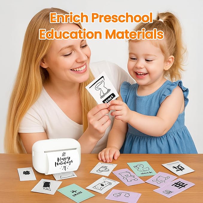 Label Maker Machine with Tape: Bluetooth Sticker Printer Supports Printing Multiple Labels, Versatile App with Fonts and Icons for Home, Kitchen, School, Office Organization, White