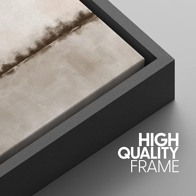 SIGNWIN Framed Canvas Print Wall Art Set Brown Tan Pastel Watercolor Grunge Landscape Abstract Shapes Illustrations Decorative Relax/Calm Zen for Living Room, Bedroom, Office - 24"x36"x3 Black