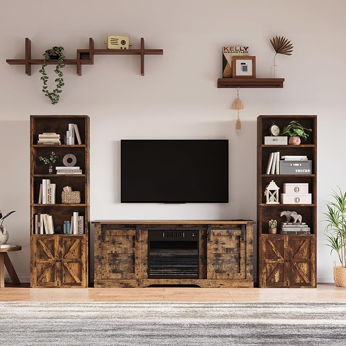 MXV Bookshelf Bookcase with Doors, 6 Tier 71" Tall Wooden Storage Shelves Organizer, Floor Standing Display Cabinet Shelves, Home Decor Furniture for Home Office, Living Room, Bedroom, Brown