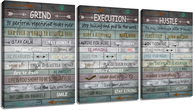Inspirational Canvas Wall Art Poster Print Home Decor Motivational Entrepreneur Quotes Picture Painting Positive Theme Wall Artwork for Living Room Gym Office School Stretched and Framed [60''Wx28''H]