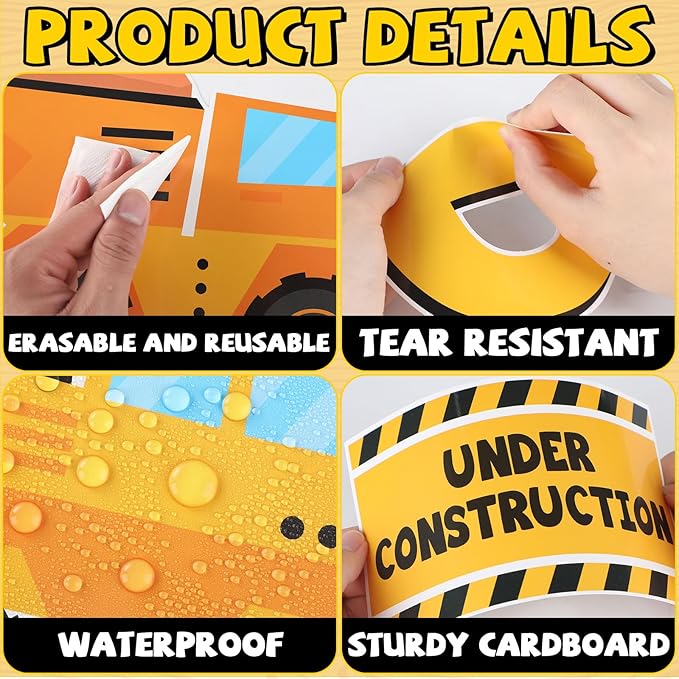 Construction Bulletin Board Welcome Classroom Decorations Motivational Paper Cutout Border Back to School Constructional Worker Poster Sign for Preschool Elementary Classroom Wall Party Supplies Decor