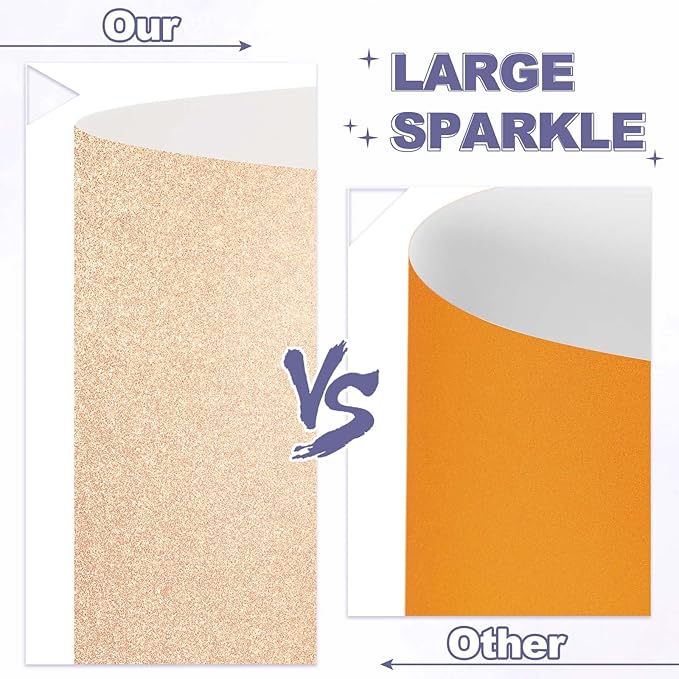 PATIKIL 20Sheets Champagne Glitter Cardstock, 8.3x11.7 in A4 Glitter Paper Card Stock Shiny Scrapbook 250gsm Sparkly Paper Large Shimmer for Crafts Scrapbook DIY Art Wedding Party
