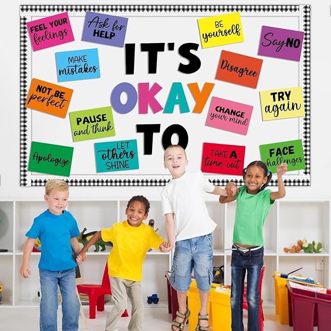 Mental Health Poster IT’S OK to Colorful Bulletin Board Set Therapy Classroom Decorations Growth Mindset Inspirational Positive Affirmations Wall Art Decor for Kid Teacher School Counselor Supplies