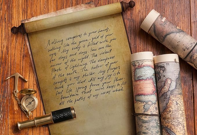 3 PCS Blank Scrolls Paper with Wood Rods, for Naughty or Nice List, Writing, Wedding Vows, Invitation, Love Letter, Cosplay Prop, Renaissance, 7.1 x 31.5 inches (style 2)