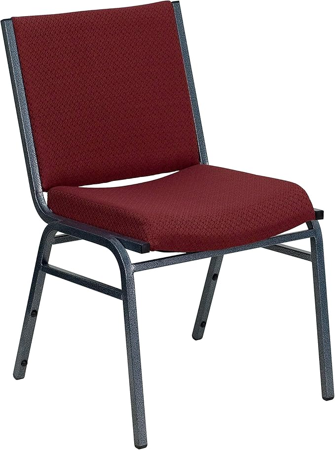 Flash Furniture HERCULES Series Heavy Duty Burgundy Patterned Fabric Stack Chair with Ganging Bracket