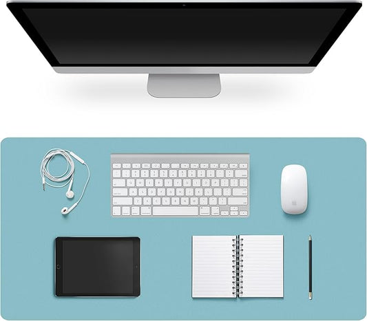 Leather Desk Pad Protector,Non-Slip Desk Pad,on-Slip PU Leather Large Mouse Pad,Easy Clean Desk Protecor Mat,Writing Pad for Office Work/Home/Decor(Pale Green, 23.6" x 13.7")