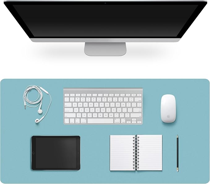 Leather Desk Pad Protector,Non-Slip Desk Pad,on-Slip PU Leather Large Mouse Pad,Easy Clean Desk Protecor Mat,Writing Pad for Office Work/Home/Decor(Pale Green, 31.5" x 15.7")