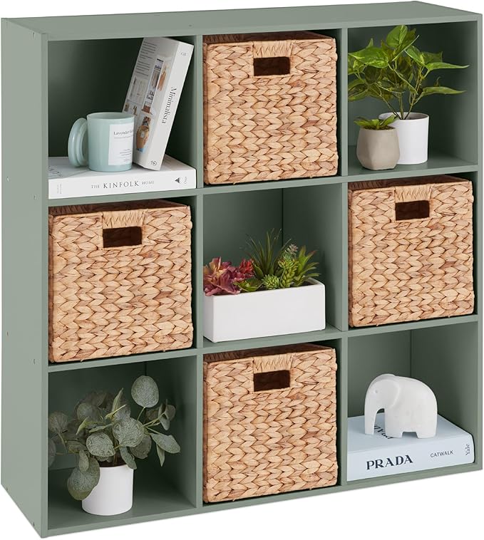Best Choice Products Kids Bookcase 9-Cube Storage Organizer, 13.5in Shelf Opening, Bookshelf, Toy Storage, Customizable w/ 3 Removable Back Panels – Sage