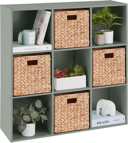 Best Choice Products Kids Bookcase 9-Cube Storage Organizer, 13.5in Shelf Opening, Bookshelf, Toy Storage, Customizable w/ 3 Removable Back Panels – Sage