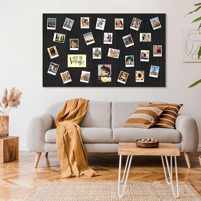 Black Felt Board 59" x 36", Large Cork Board for Wall, Felt Wall Tiles 15 Pack, Bulletin Boards for Office, Home, Wall Decor, Pin Boards for Walls