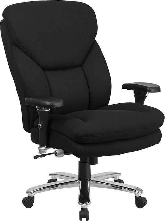 Flash Furniture Hercules Series Swivel Office Chair with Extra Wide Seat, Ergonomic High-Back Executive Chair with Padded Seat and Arms, Black