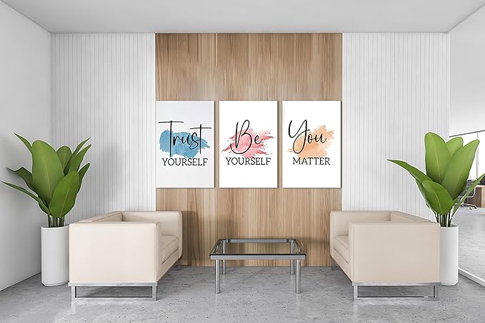 3 Piece Office Canvas Wall Art, Colorful Motivational Quotes Print Pictures Wall Decor for Office, Women Inspirational Framed Artwork Home Office Decor 20"x30" x 3 Pcs