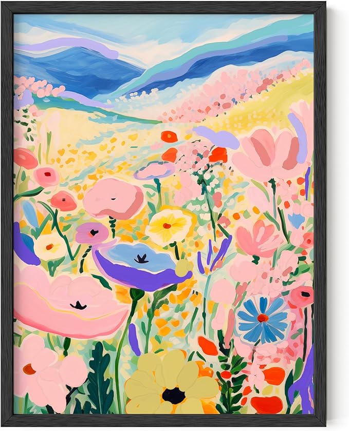 HAUS AND HUES Floral Art Wall Decor - Wildflowers Wall Art for Living Room, Floral Artwork for Bedroom Walls, Flower Painting for College Girls Dorm Room (Valley, Unframed, 12x16)