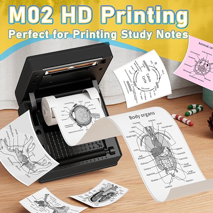 Phomemo Sticker Printer- Mini Thermal Sticker Printer Machine, Small Pocket Label Maker Instant Print for DIY Creation, Study Notes, Photos, Portable Inkless Photo Maker for Kids/Students, Black