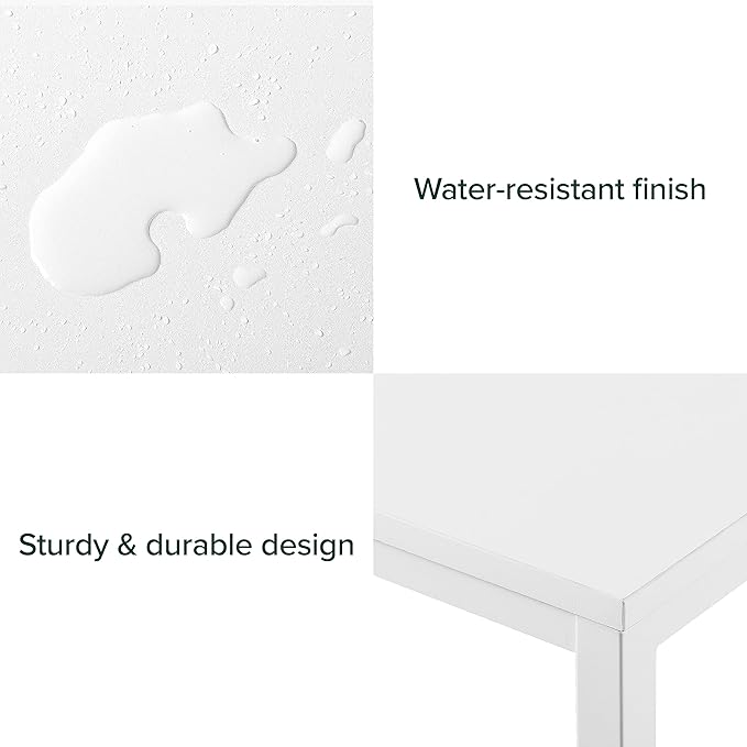 Zinus Jennifer 55 Inch White Frame Desk, Computer Workstation, Office Desk, Easy Assembly, White