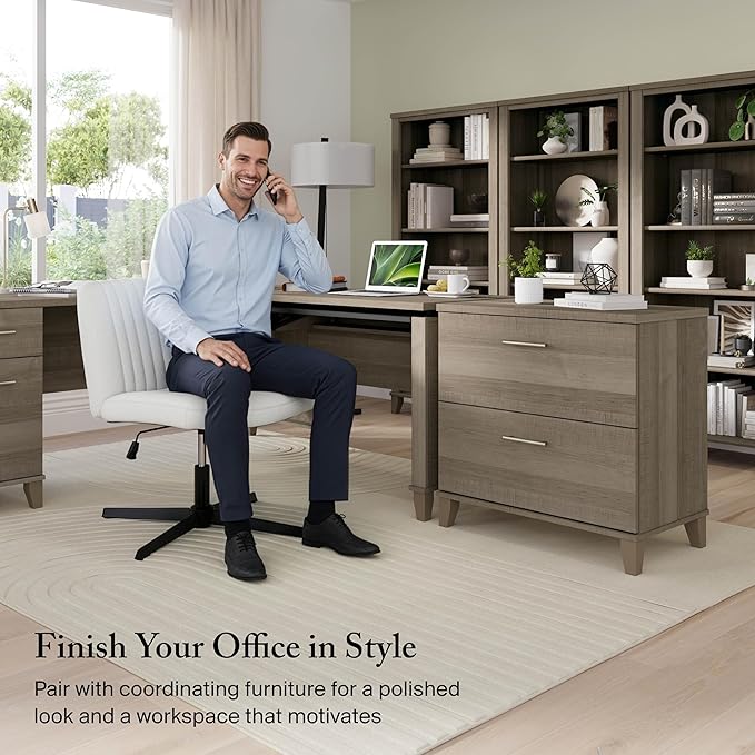 Bush Home 2 Drawer Lateral File Cabinet, Letter and Legal-Size Document Storage for Home or Professional Office, Somerset Collection, Ash Gray