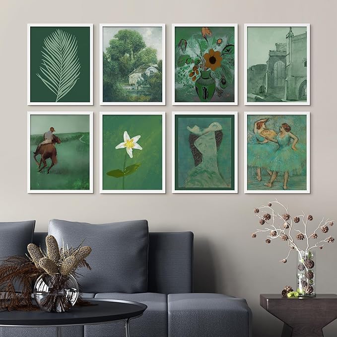 SIGNWIN Framed Poster Bathroom Decor, Wall Art Room Decor Multicolor for Living Room, Bedroom, Office Green Jungle Plant Ballet European Landscape Vintage Bohemian - 12"x16"x 8 White