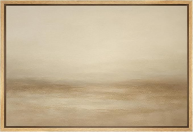 SIGNWIN Framed Canvas Print Wall Art Light Beige Horizon Abstract Illustrations Minimalism Decorative for Living Room, Bedroom, Office - 16"x24" Natural