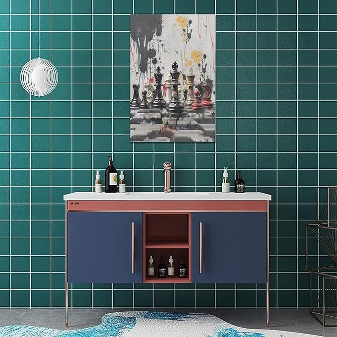 Chess Wall Art Intelligence Game Room Pictures Wall Decor Graffiti Chess Challenge Canvas Painting Print Home Modern Artwork Decorations Framed for Bathroom Living Room Bedroom Office 16 x 24 inch