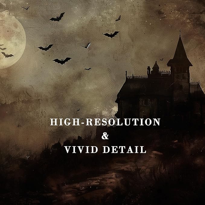 Kizbok Moody Halloween Wall Art Prints, Spooky Haunted House Landscape Canvas Painting, Gothic Halloween Pictures Wall Decor, Vintage Dark Academia Decor for Bedroom Gallery Bathroom - UNFRAMED