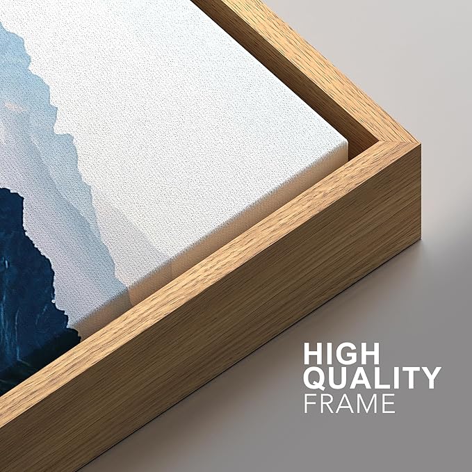SIGNFORD Framed Wall Art Print Set Snowy Mountain Valley Majestic Winter Alpine Scene Digital Art Modern Art Contemporary for Living Room, Bedroom, Office - 16"x24"x3 Natural