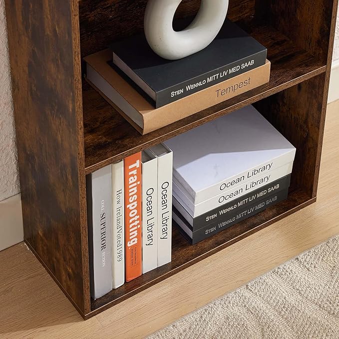 Tall Bookshelves with Cabinet, Office Storage Cabinets and Bookshelf, 5-Tier Wooden Bookcase with Storage, Floor Standing Display Cabinet Shelves for Living Room, Home Office, Brown
